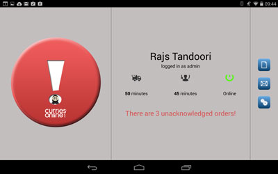 Curries Online Android App - Warning Dialog