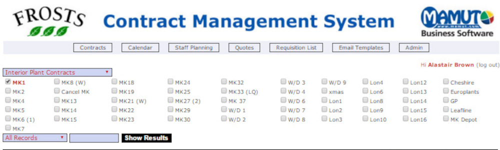 Frosts Group – Contract Management & Scheduling Web Application